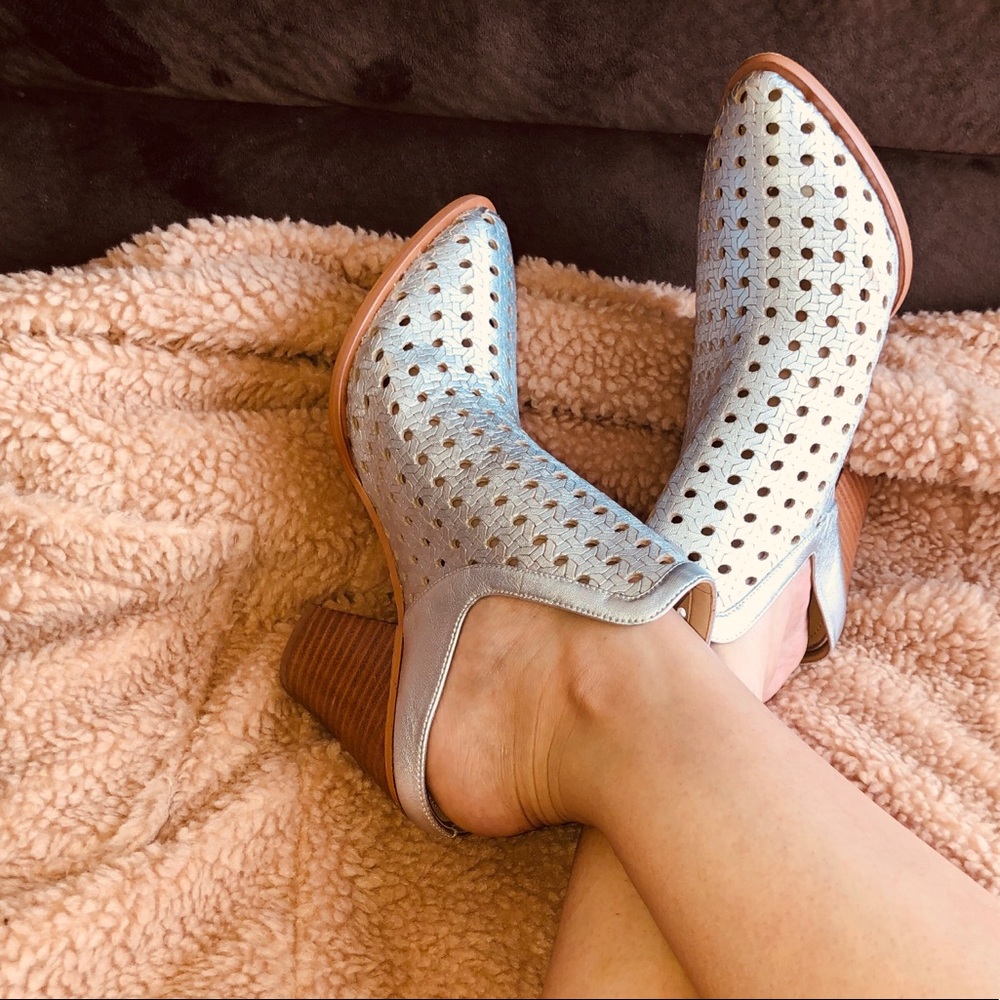 The Fix metallic block heel mules